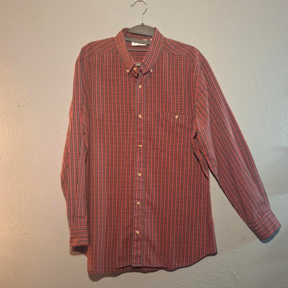 Trent red and black plaid long sleeve button-up